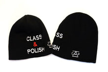 Load image into Gallery viewer, Stacked Class & Polish Beanie (Black, Side Embroider, Front Logo)