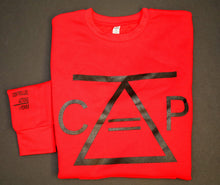 Load image into Gallery viewer, Controlled Actions = Power Unisex Equation Long Sleeve Crew with Pocket (Cardinal Red)