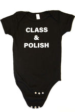 Load image into Gallery viewer, Class & Polish Black Baby Onesie