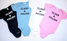Load image into Gallery viewer, Class & Polish Baby Onesie Display