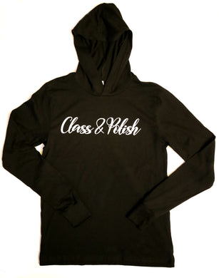  Class & Polish Unisex Signature Script Jersey Hoodie (Black)